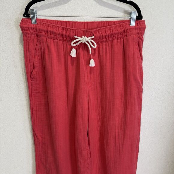 Old Navy Pants Womens Large Pink Gauzy Cotton Wide Leg Beachy Resort Summer Crop - Picture 4 of 15